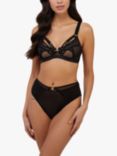 Playful Promises Holland Strappy Fishnet and Mesh Plunge Bra, Black