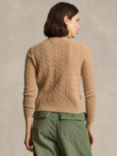 Polo Ralph Lauren Logo Cable Knit Wool Cashmere Jumper, Camel Melange