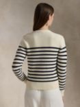 Polo Ralph Lauren Monochrome Stripe Wool Jumper, Cream/Navy