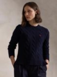 Polo Ralph Lauren Cable Knit Wool Cashmere Blend Jumper, Hunter Navy
