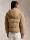 Polo Ralph Lauren Cable Knit Hooded Down Jacket, Camel Melange