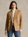 Polo Ralph Lauren Wool Blend Knitted Double Breasted Blazer, Polo Camel