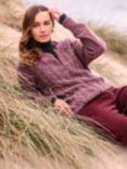 Celtic & Co. British Wool Cable Knit Cardigan, Dark Rose