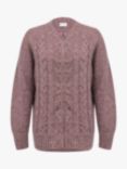 Celtic & Co. British Wool Cable Knit Cardigan, Dark Rose