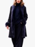 Celtic & Co. Toscana Sheepskin Trim 3/4 Coat, Dark Navy