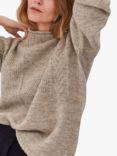 Celtic & Co. Gansey Wool Drop Shoulder Jumper, Taupe