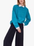 Celtic & Co. Stitch Funnel Neck Wool Jumper, Kingfisher Blue