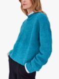 Celtic & Co. Stitch Funnel Neck Wool Jumper, Kingfisher Blue