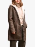 Celtic & Co. Sheepskin Lightweight Duffle Coat, Brown/Ecru