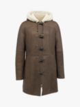 Celtic & Co. Sheepskin Lightweight Duffle Coat, Brown/Ecru