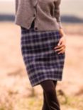 Celtic & Co. Tartan Wool Skirt, Navy/Oatmeal