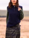 Celtic & Co. Quarter Zip Wool Top, Dark Navy