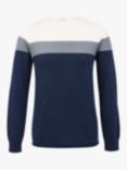 Celtic & Co. Boat Neck Colour Block Merino Wool Jumper, Navy/Ecru