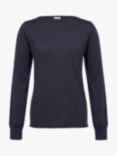 Celtic & Co. Boat Neck Fine Knit Merino Wool Jumper, Dark Navy