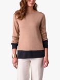 Celtic & Co. Ultrafine Merino Boat Neck Jumper, Taupe/Charcoal