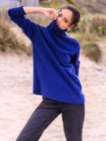 Celtic & Co. Slouch Roll Neck Geelong Wool Jumper, Blue Ink