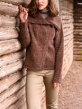 Celtic & Co. Donegal Wool Drape Collar Boxy Cardigan, Rust