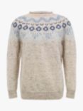 Celtic & Co.Gansey Fair Isle Wool Jumper, Oatmeal Fleck