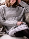 Celtic & Co. Textured Stitch Funnel Neck Wool Jumper, Grey