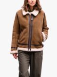 Celtic & Co. Sheepskin Aviator Jacket, Brown/Cream