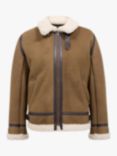 Celtic & Co. Sheepskin Aviator Jacket, Brown/Cream