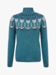 Celtic & Co. Wool Fair Isle Funnel Neck Jumper, Icelandic Blue