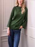 Celtic & Co. Cotton Funnel Neck Jersey Top, Olive