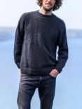 Celtic & Co. British Wool Gansey Jumper, Dark Navy