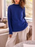 Celtic & Co. Felted Funnel Neck Merino Wool Jumper, Blue Ink