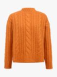 Celtic & Co. Merino Wool Flecked Cable Crew Jumper, Burnt Orange