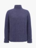 Celtic & Co. Merino Wool Fisherman Rib Stitch Funnel Neck Jumper, Navy