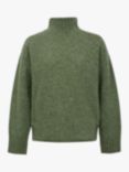 Celtic & Co. Wool Overwashed Slouch Funnel Neck Jumper, Olive