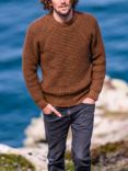 Celtic & Co. Waffle Stitch Crew Neck Wool Jumper, Burnt Sienna