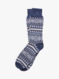 Celtic & Co. Merino Fair Isle Wool Cotton Blend Socks, Indigo/Navy