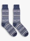 Celtic & Co. Merino Fair Isle Wool Cotton Blend Socks, Indigo/Navy