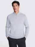 Moss Merino Wool Blend Zip Neck Jumper, Grey