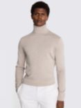 Moss Merino Wool Blend Roll Neck Jumper, Beige