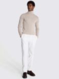 Moss Merino Wool Blend Roll Neck Jumper, Beige