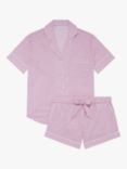 myza Organic Cotton Striped Short Sleeve Pyjamas, Mauve/White