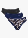 sloggi GO Crush High Leg Briefs, Pack of 3, Navy/Multi