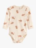 Lindex Baby Long Sleeve Bodysuit, Light Beige/Multi