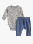 Lindex Baby Bear Print Bodysuit and Joggers Set, Dark Dusty Blue