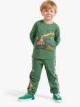 Lindex Kids' Organic Cotton Working Vehicles Jogging Bottoms, Green