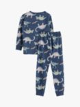 Lindex Kids' Cotton Dinosaur Pyjamas, Dark Blue