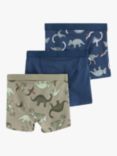 Lindex Kids' Cotton Stretch Dinosaur Print Boxers, Dark Blue