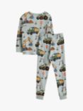 Lindex Kids' Vehicle Pyjamas, Light Dusty Green