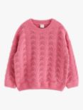 Lindex Kids' Chenille Drop Needle Knitted Jumper, Pink