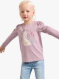 Lindex Kids' Rabbit Print long Sleeve Top, Light Dusty Lilac