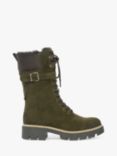 Celtic & Co. Suede Sheepskin Lace Up Calf Boots, Olive