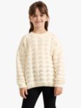 Lindex Kids' Chenille Drop Needle Knitted Jumper, Light Dusty White